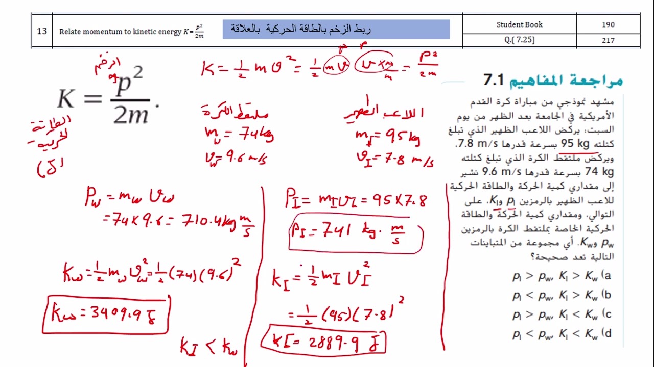 شرح هيكل الفيزياء للصف الحادي عشر المتقدم فصل ثاني وحدة كمية الحركة الزخم  والتصادمات