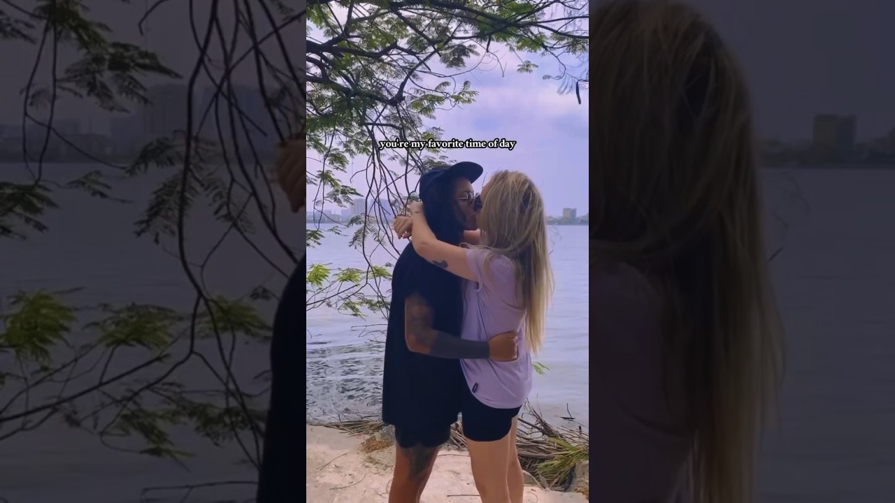 Lesbians kissing by a lake in Hanoi Vietnam #wlw #vietnam #lesbian #queer #lesbiancouple
