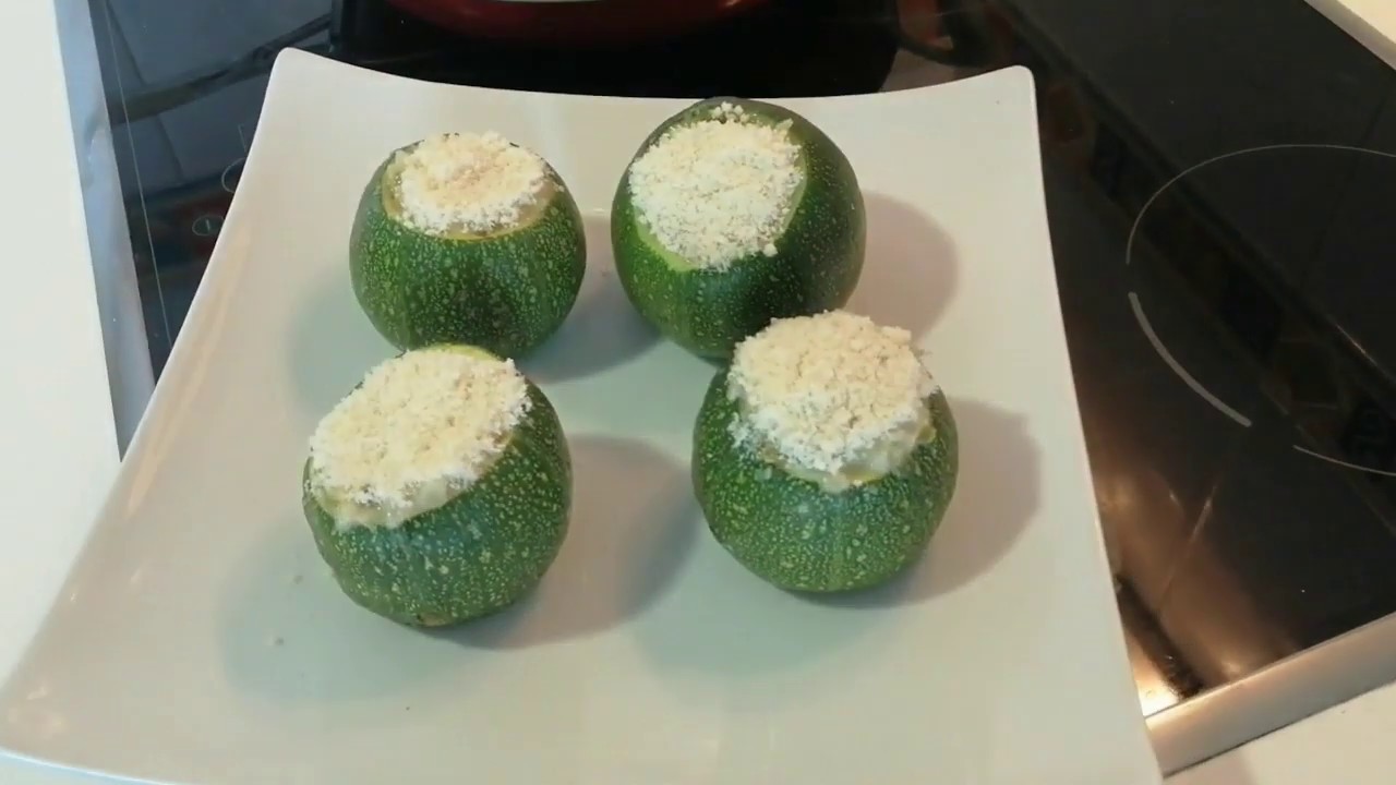 Calabacines rellenos de pescado y gambas