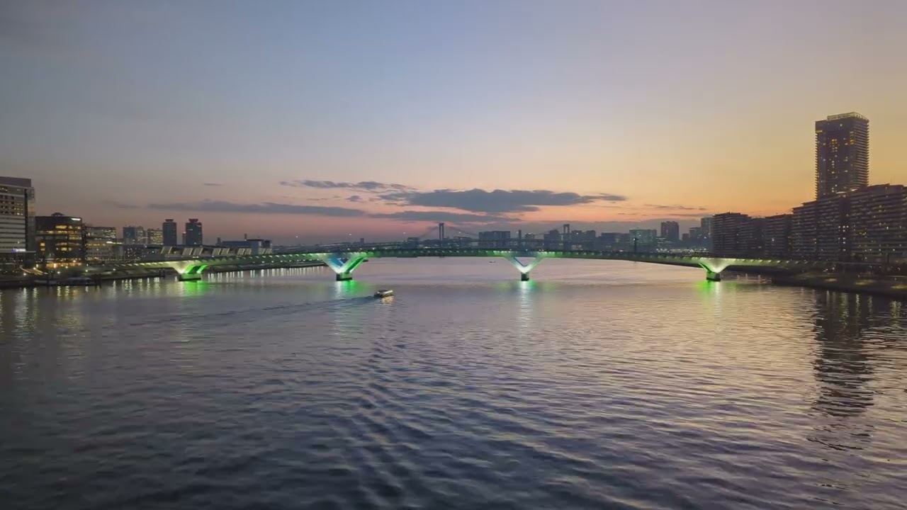 20260212晴海大橋から豊洲大橋の夕景夜景