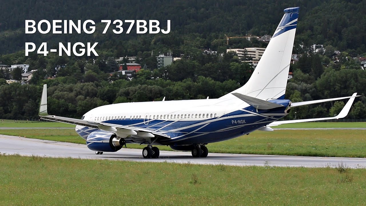 BOEING 737BBJ (P4-NGK) DEPARTURE AT INNSBRUCK
