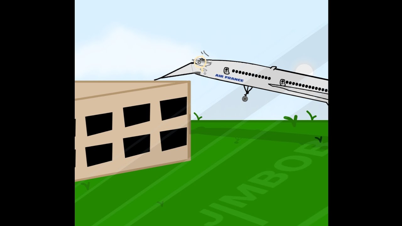 air france 4590 [the belt that fell off] plane crash animations
