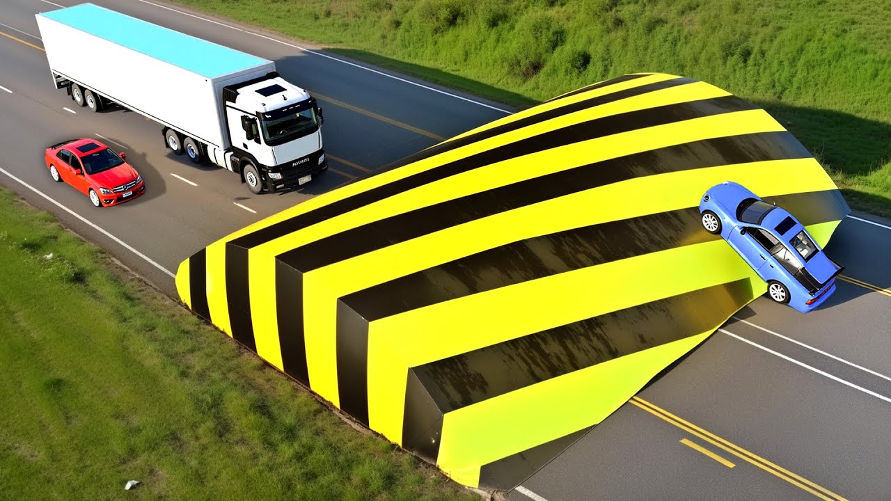 Cars vs Monster Speed Bump Challenge in BeamNG Drive!