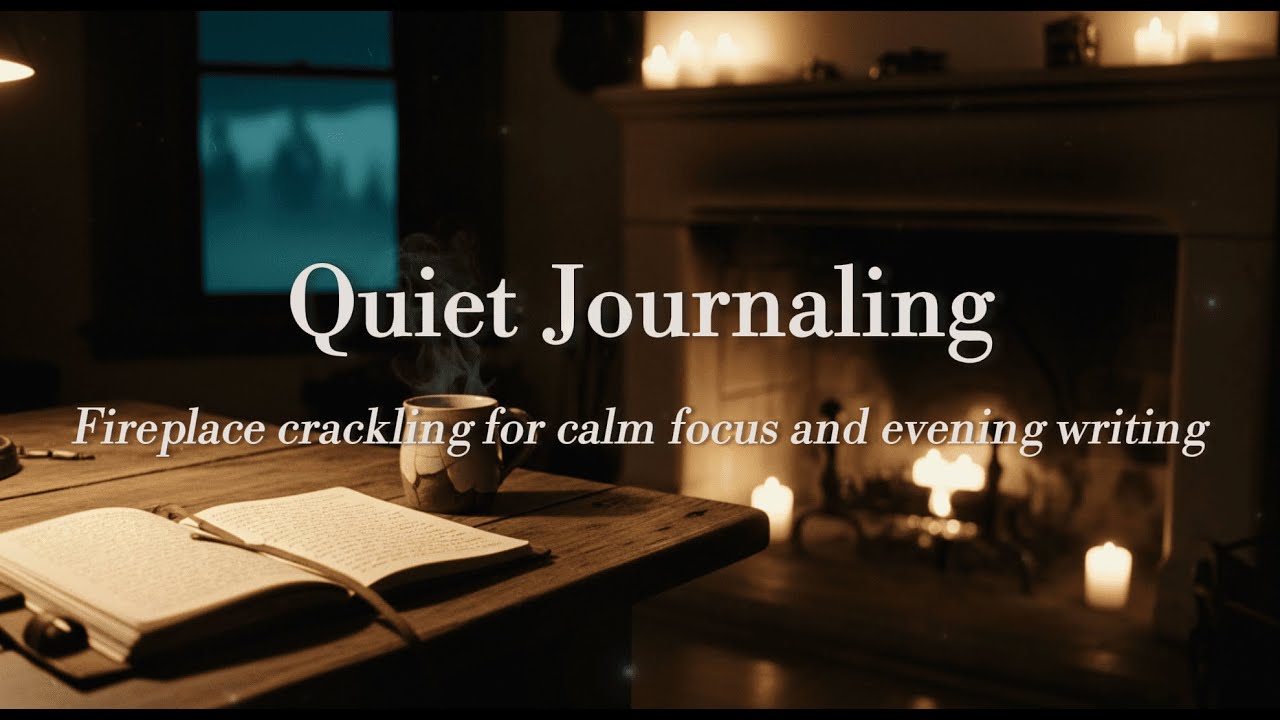 Cozy Evening Writing Ambience 🌙 | Fireplace Crackling, Calm Focus Background