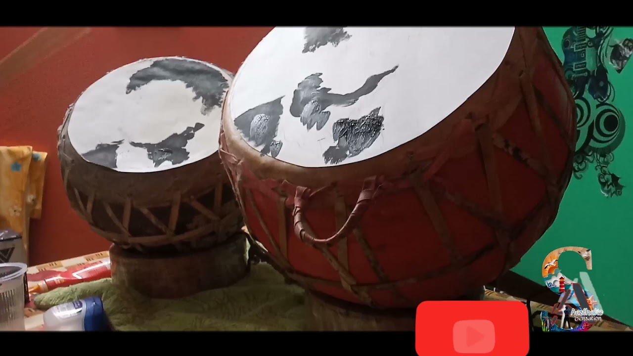 😲Is it possible drawing through playing drums/Drawing on negara (assamese traditional drum)