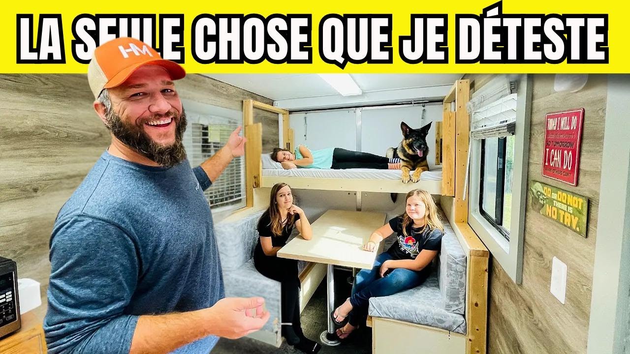 Famille transforme une remorque en mini-maison/camping-car