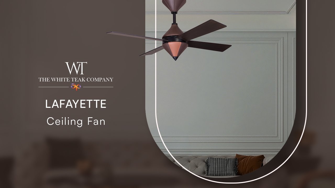 Lafayette Matte Black Finish Metal Body With Brown Leather Shade Ceiling Fan | White Teak Company