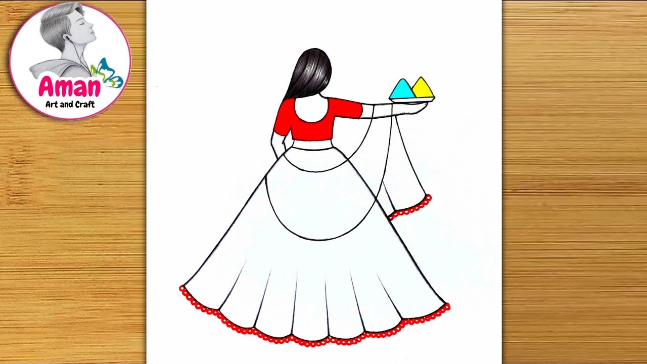 How to Draw a Beautiful Girl in Dress with Pencil | Easy Girl Drawing | Simple Sketch for Beginners