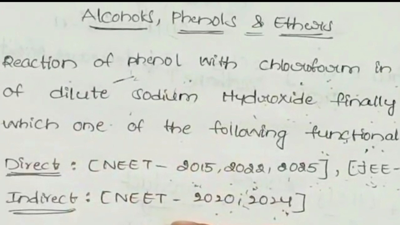 Alcohols, Phenols & Ethers | (NEET/JEE) 2026: Most Repeated PYQs