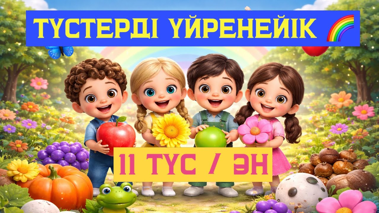 Түстерді үйренейік 🌈 | 11 ТҮС | Балаларға арналған ӘН | ТҮСТЕР 