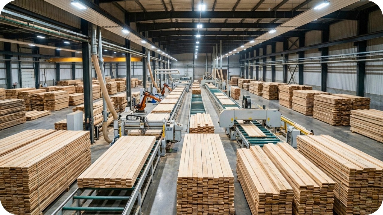 Inside a Massive Wood Factory: Complete Wood Processing From Logs to Finished Products