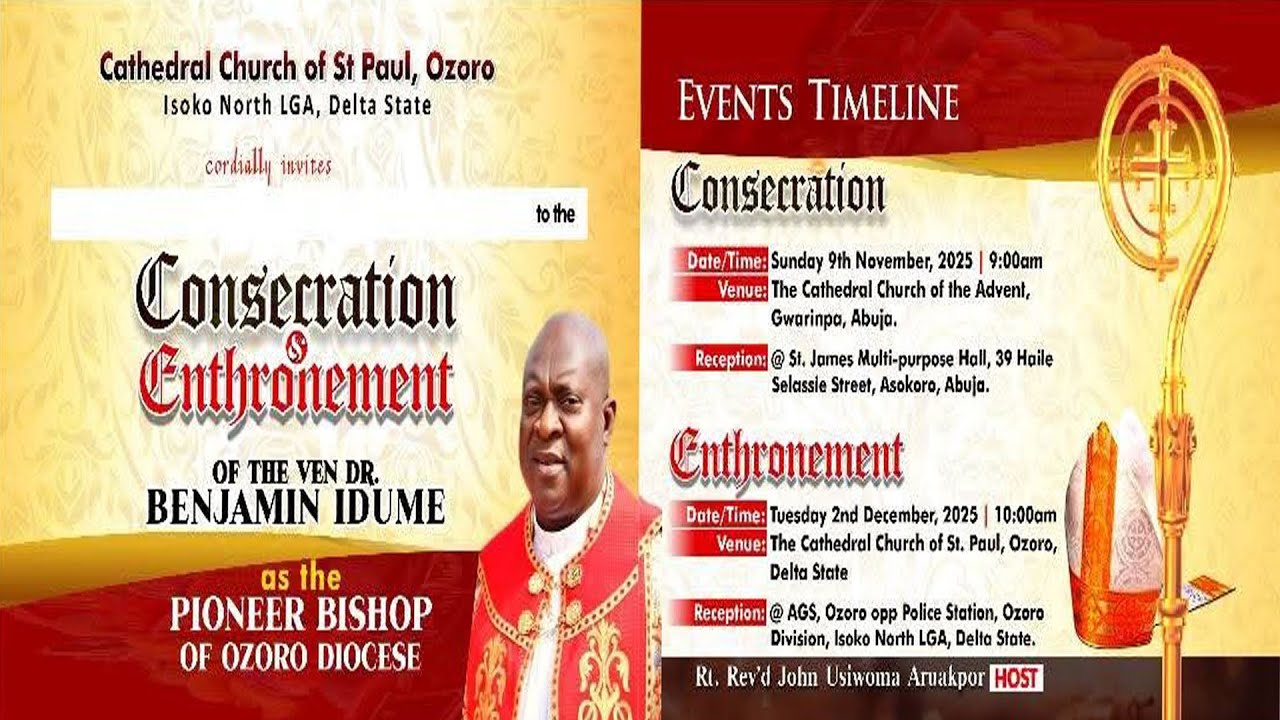 INAUGURATION OF DIOCESE OF OZORO || ENTHRONEMENT OF THE RT. REVD. BENJAMIN IDUME || PIONEER BISHOP