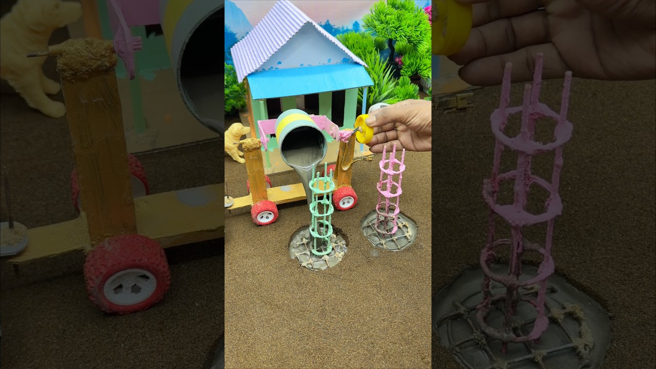 😱 Amazing Mini Tractor Pillar Making Machine |Real Working DIY Baige #shorts #youtubeshorts