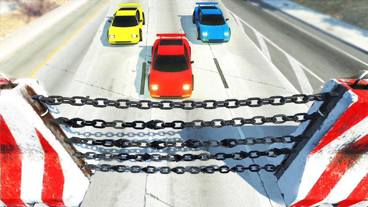 Cars vs Chain Wall #2 &ndash; BeamNG.Drive