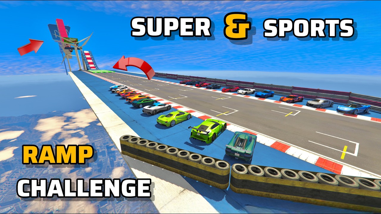 Super And Sports Cars Ramp Challenge | Super Vs Sports Cars | GTA 5 Gameplay