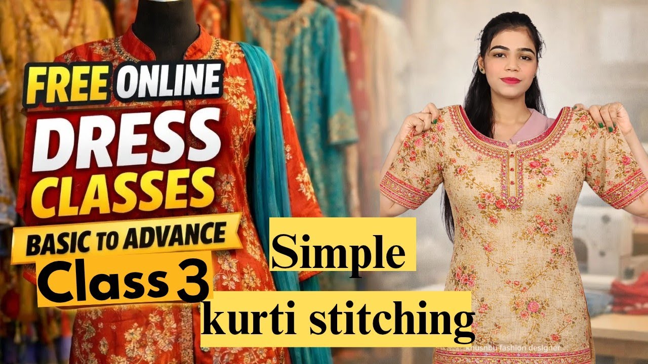 Simple kurti stitching ✂️ (class 3) free online dress classes 