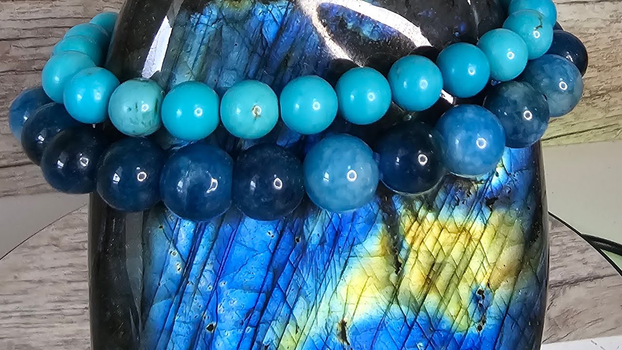🔴 LIVE Mesmerizing Blue Apatite Bracelet 💙 Spinning Gemstone ASMR 4K | Luxury Crystal Jewelry