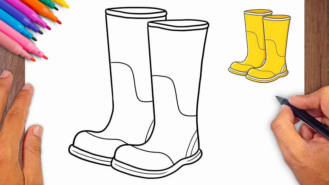 How to draw Rain Boots - Easy Drawing for Kids & Beginners