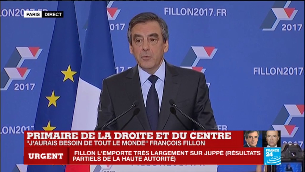 Primaire de la Droite : Discours du vainqueur François Fillon, candidat à la Présidentielle 2017