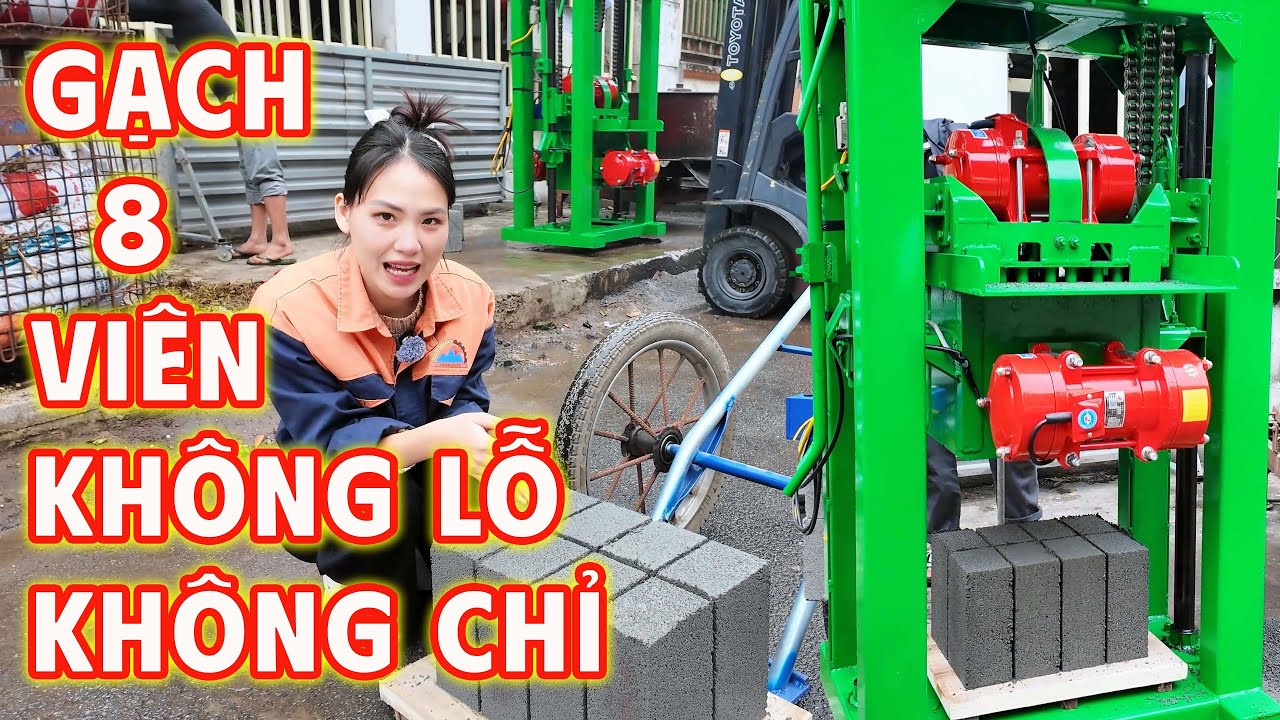 BÀN GIAO Máy đóng gạch 8 viên Bình Quân, gạch đặc, không chỉ, không lỗ siêu nặng