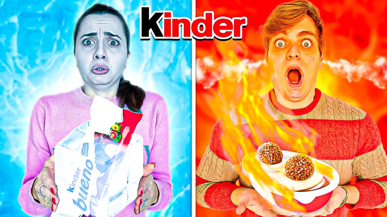 MANGIAMO SOLO CIBO KINDER CALDO VS FREDDO CHALLENGE! *PER 24 ORE* ❄️vs🔥
