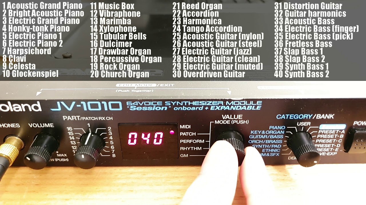 Roland JV-1010 / JV-1080 all 128 GM patches demos