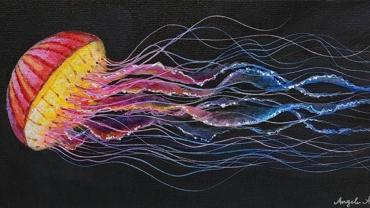 Beautiful Jellyfish | Step by Step Painting on Canvas for Beginners | Acrylic Tutorial