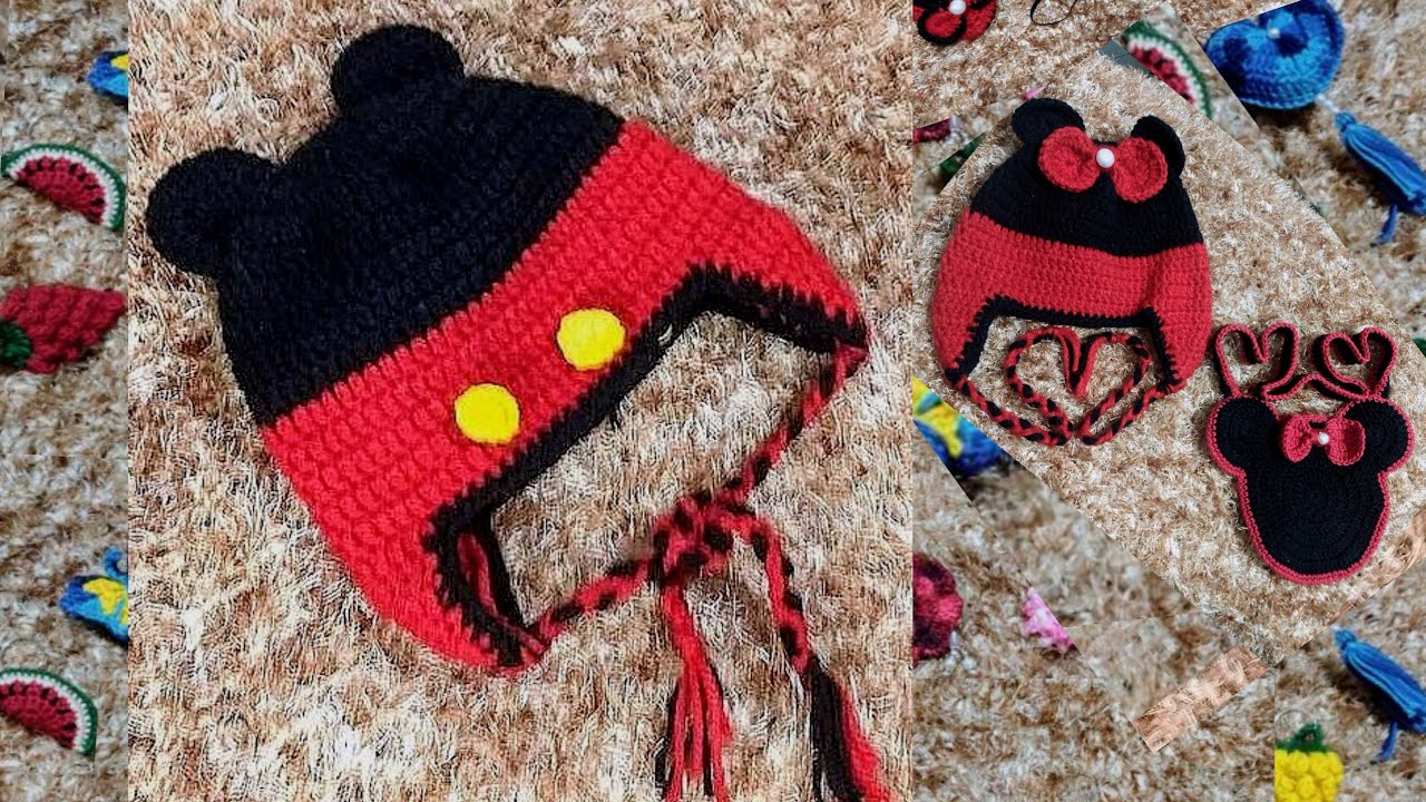 Touca de crochê do Mickey (3/4 anos)