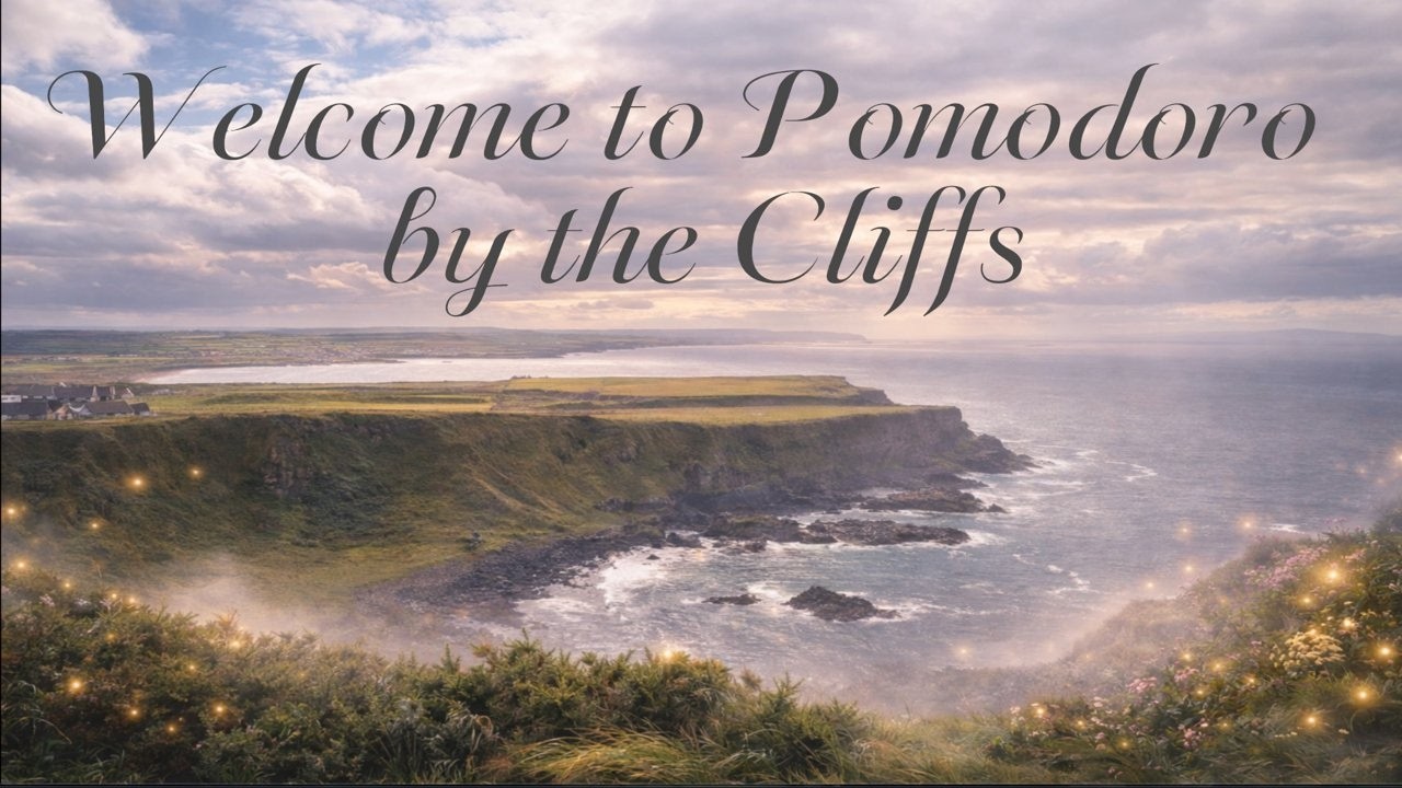 🌊 Pomodoro Cliffside Study | 25/5 Calm (1 Hour) | Ambient Focus Music with Ocean Waves