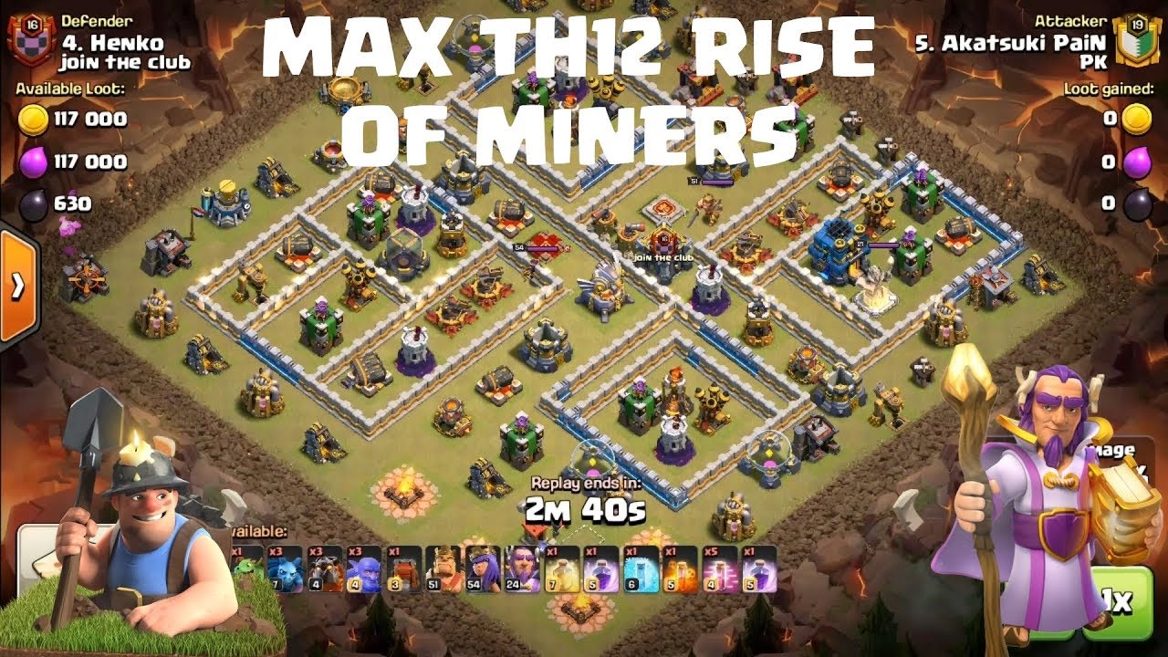 TH12 TH11 war attack Strategy | Rise of miners