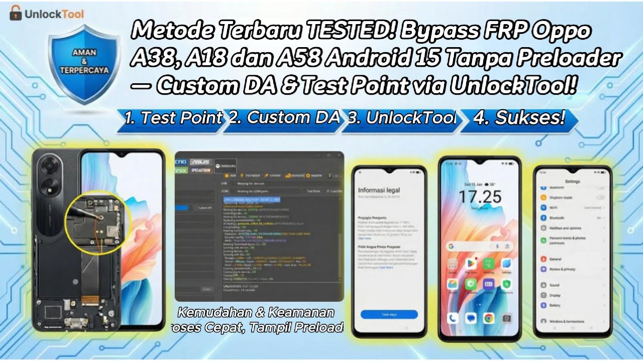 FRP Bypass Done! OPPO A38 / A18 / A58 New Security Patch – UnlockTool Success (No Preloader)