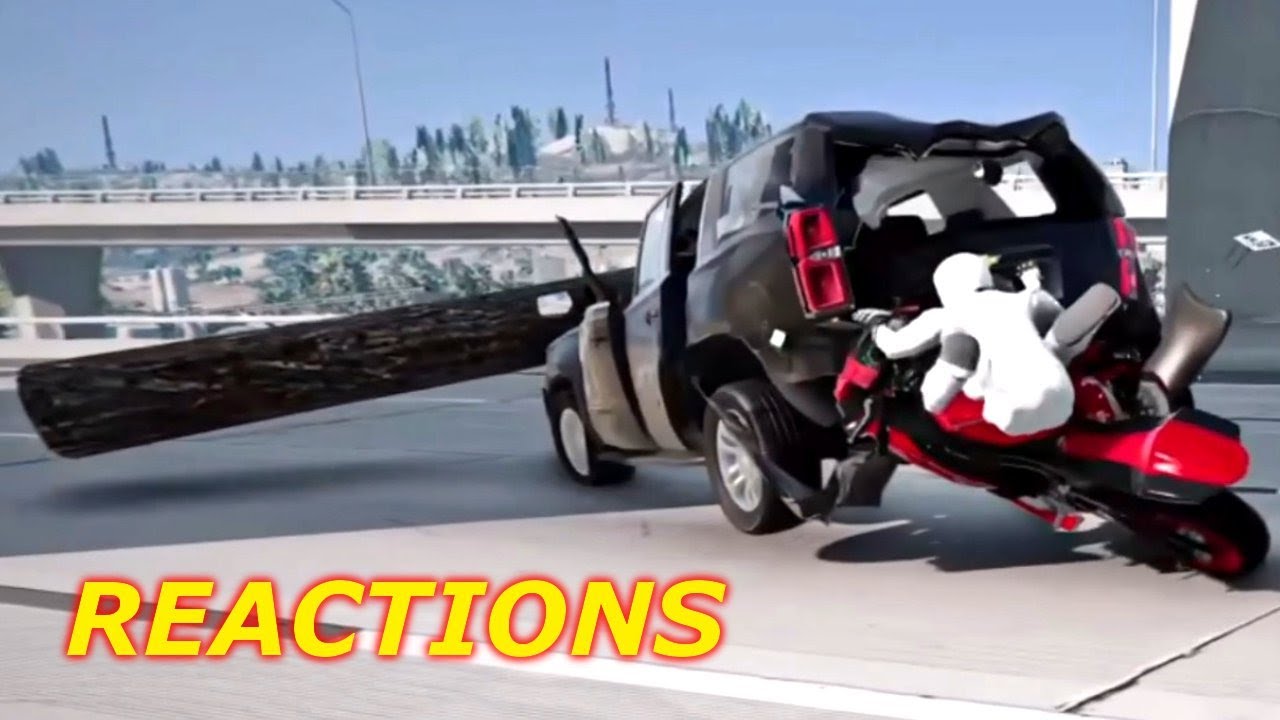 Виноват байкер... | Реакция на аварии BeamNG.drive