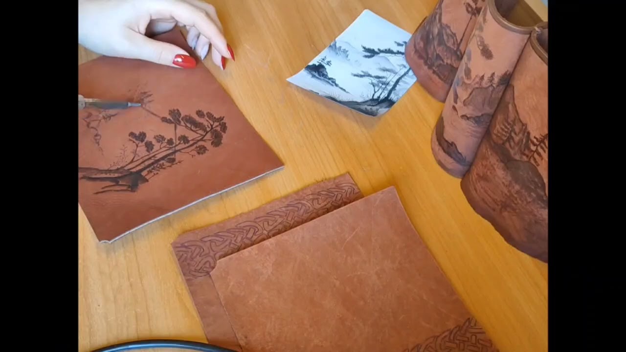 Выжигание по коже. Пак для бутылок ( craft)