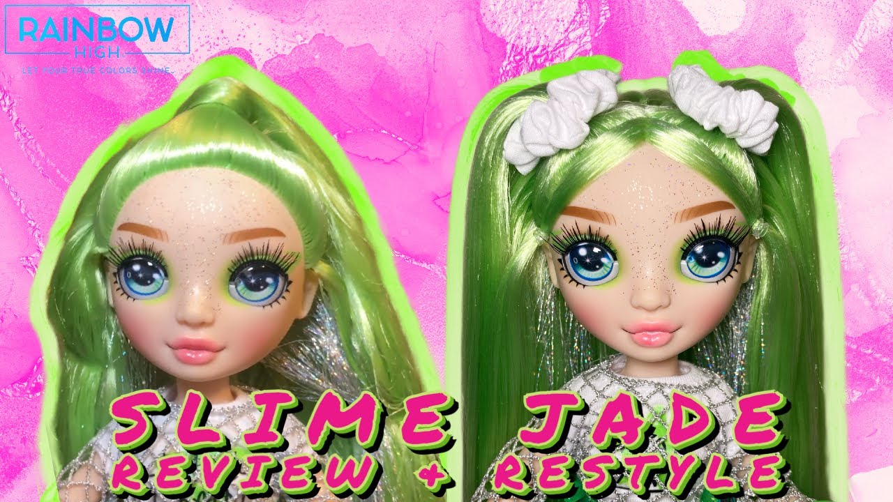 RAINBOW HIGH SLIME JADE HUNTER DOLL UNBOXING, REVIEW & RESTYLE! She Has A Middle Part!! 💚