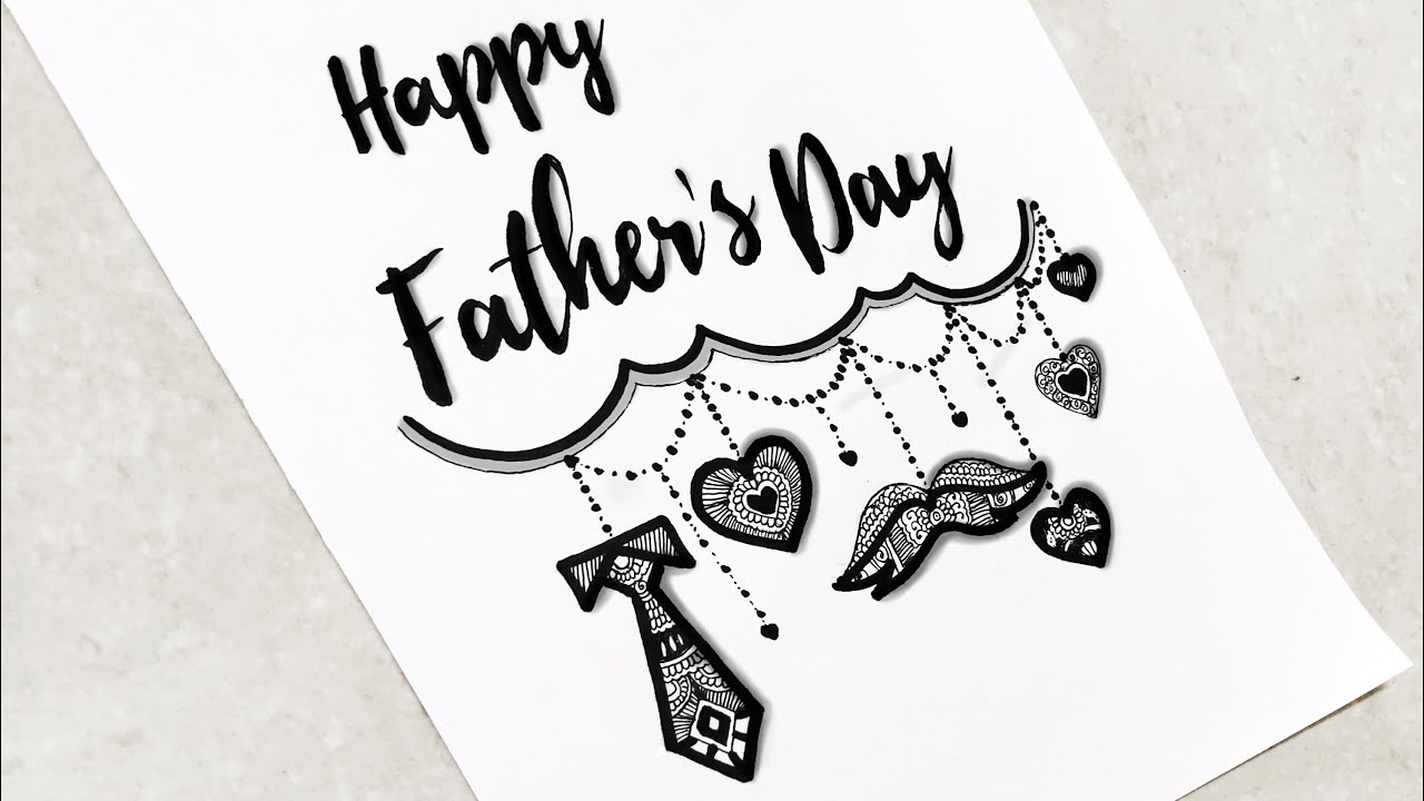 Happy father's day drawing | Father's day mandala art | Easy  Father's Day Card using calligraphy
