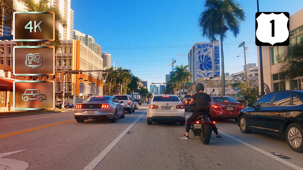 Driving from North Miami Beach to Downtown Miami through US-1 South