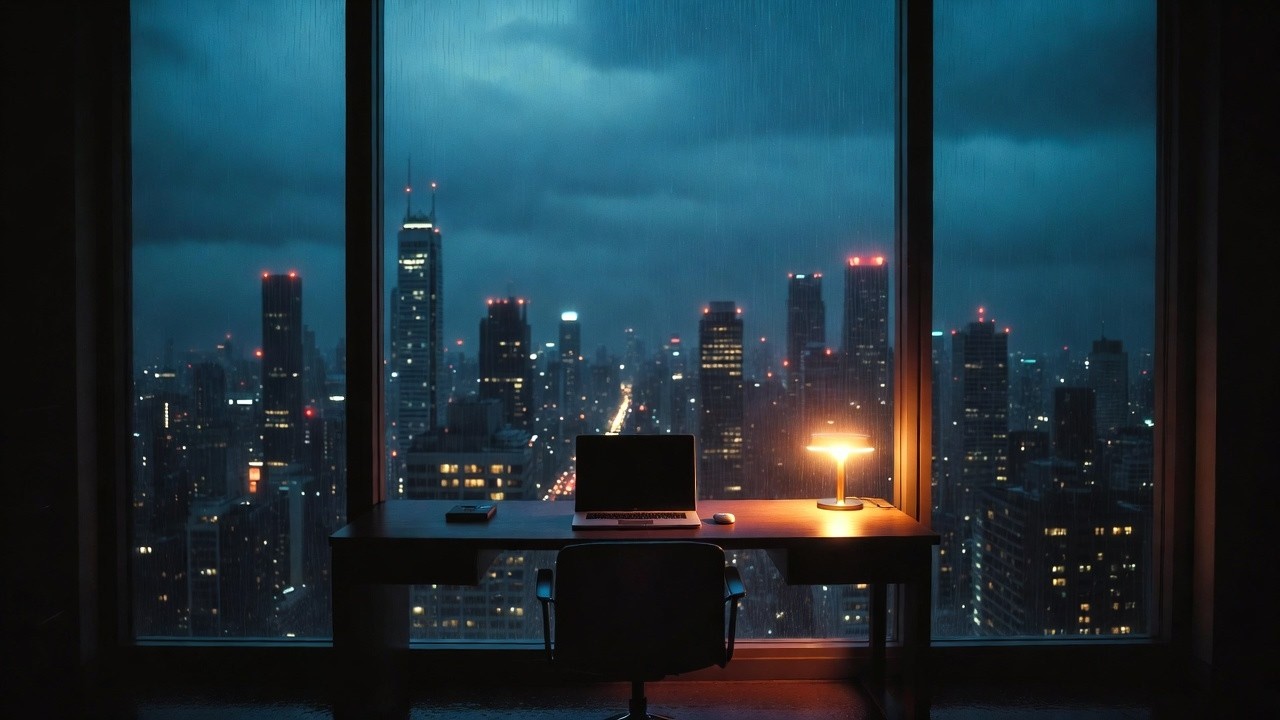 Cinematic Night Office for Deep Focus 90 Minutes  Distraction Free Coding & Study Session
