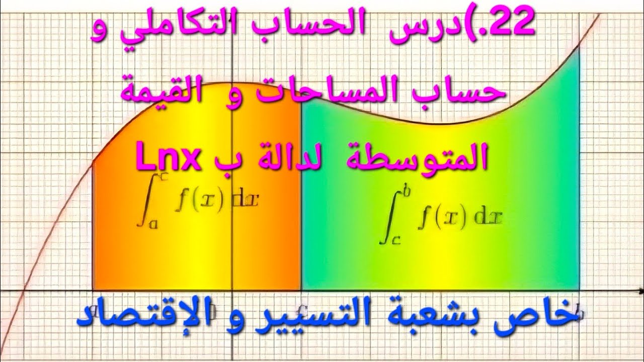 22)درس الحساب التكاملي وحساب المساحات  القيمة المتوسطة شرح مبسط خاص بشعبة التسييرو الاقتصاد 3 ثانوي 
