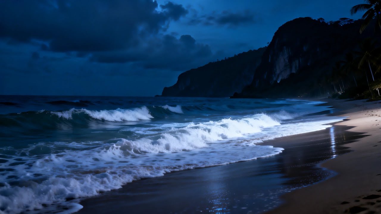 Relaxing Night Beach Ambience With Soothing Waves for Deep Sleep and Relaxation