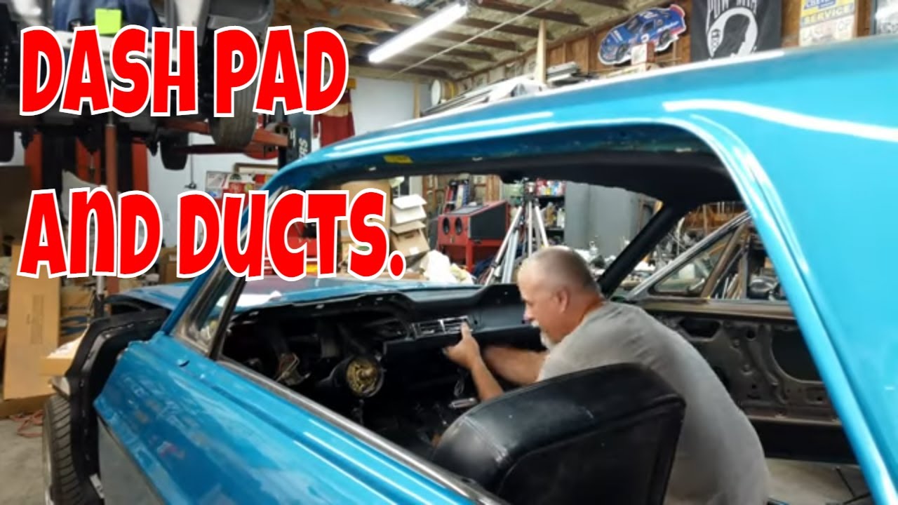 Classic mustang dash pad, A/C vents, and trim installed. Jade part 85.
