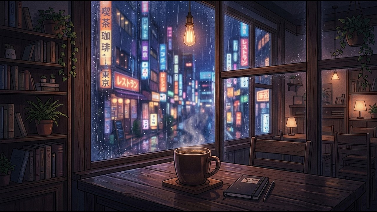 Midnight Tokyo Cafe Sounds + Drone Focus - Deep Concentration & Flow State