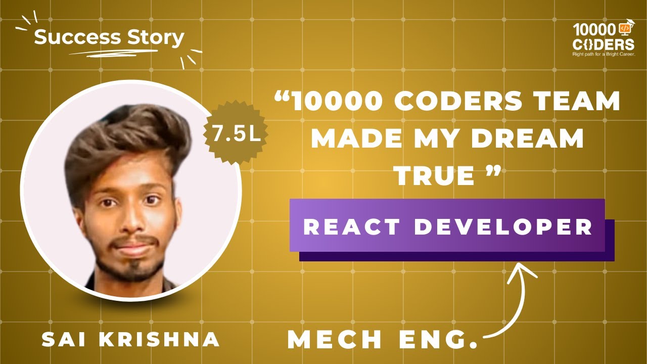 Sai Krishna - 10000 Coders Success Story  - React Development in Hyderabad
