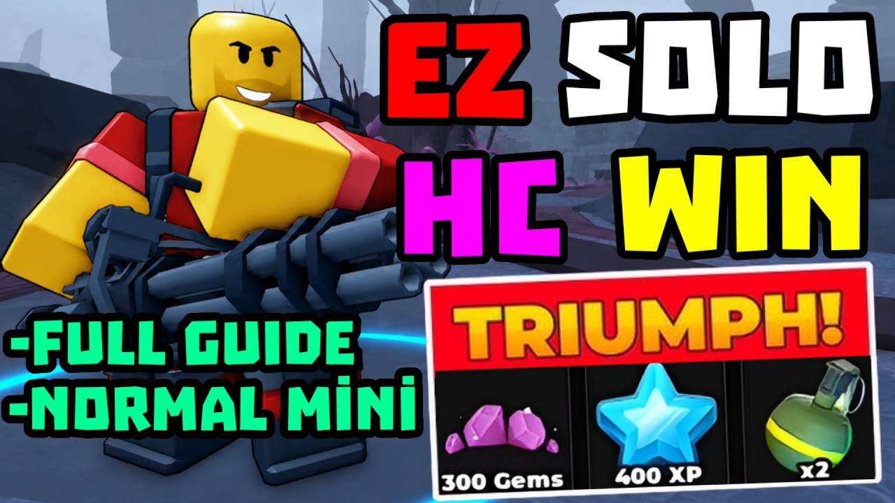 SOLO Hardcore Победа с Normal Minigunner + Полный Гайд | TDS Tower Defense Simulator
