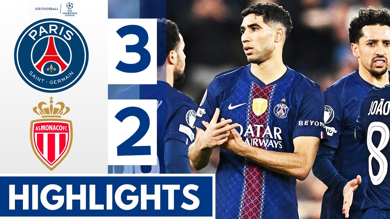 Monaco vs PSG 2-3 - Highlights & Goals - Hakimi & Desire Doue Goal
