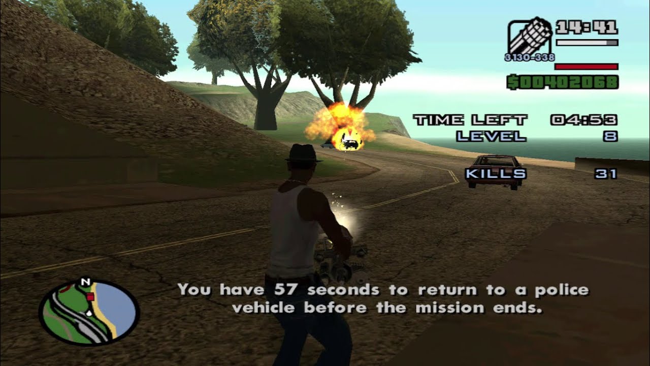 GTA San Andreas Vigilante Mission - With No Cops And A Minigun!!!