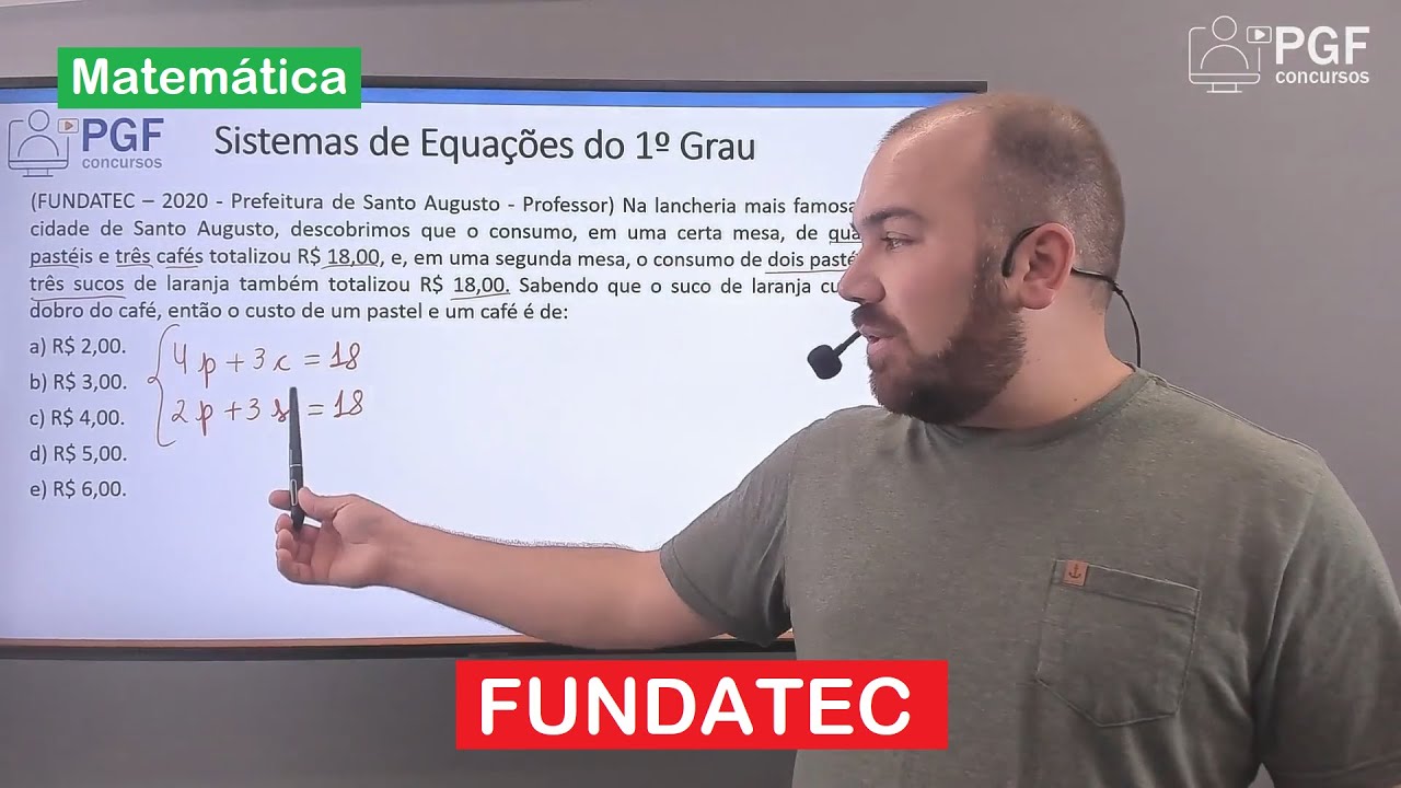 Matemática para FUNDATEC: Sistema de Equações do 1º Grau