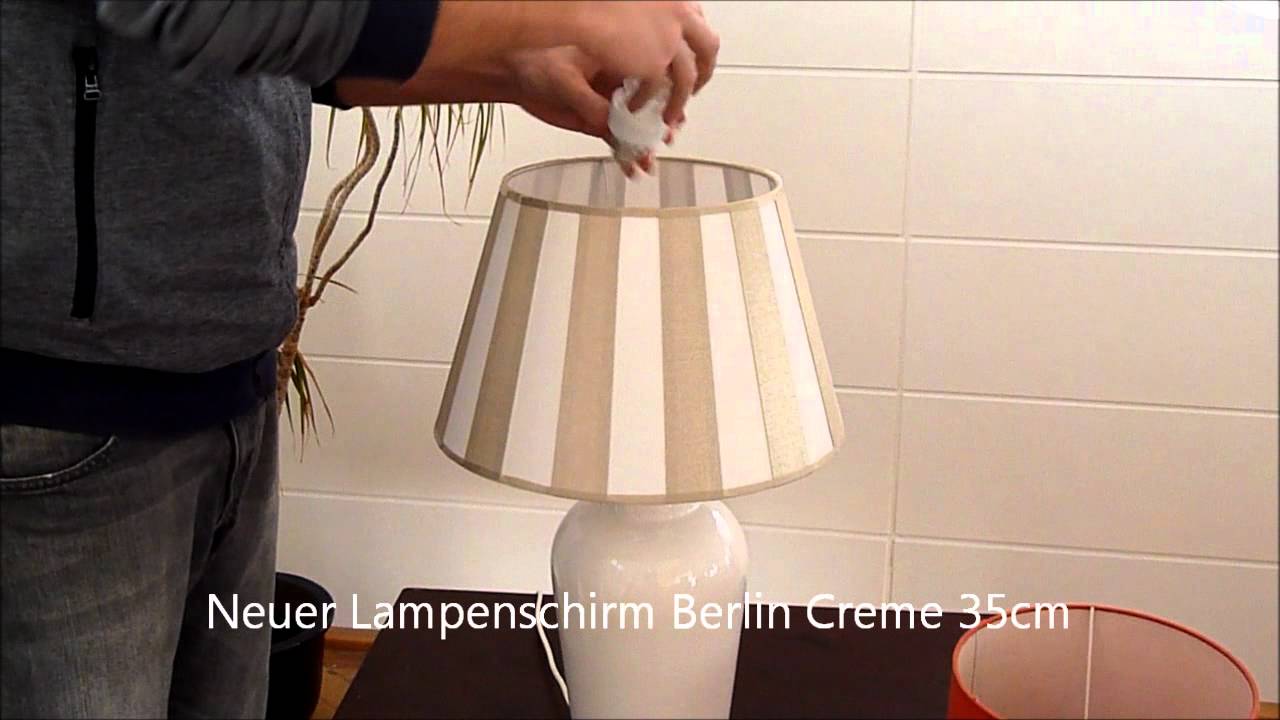 Schirmo - Lampenschirm Umbau Tischlampe mit Schirm Berlin Creme.wmv