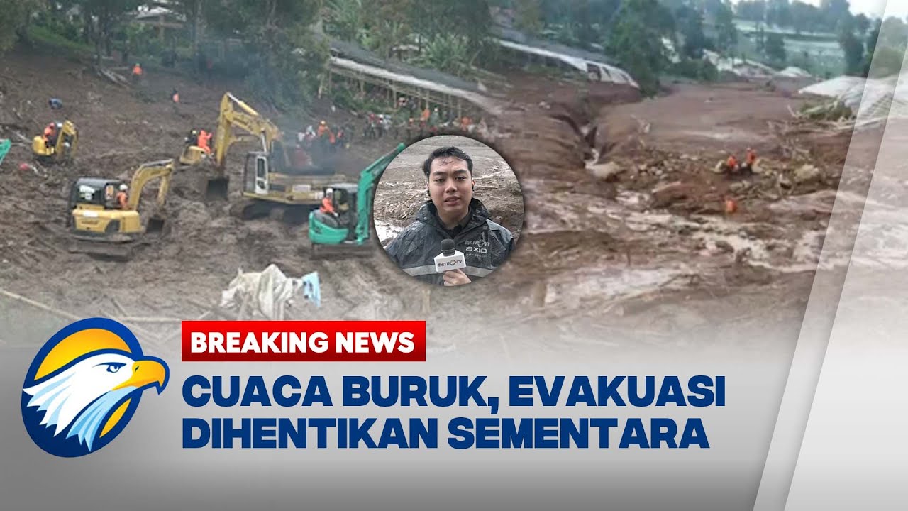 BREAKING NEWS - Cuaca Buruk, Evakuasi Korban Longsor Cisarua Dihentikan Sementara