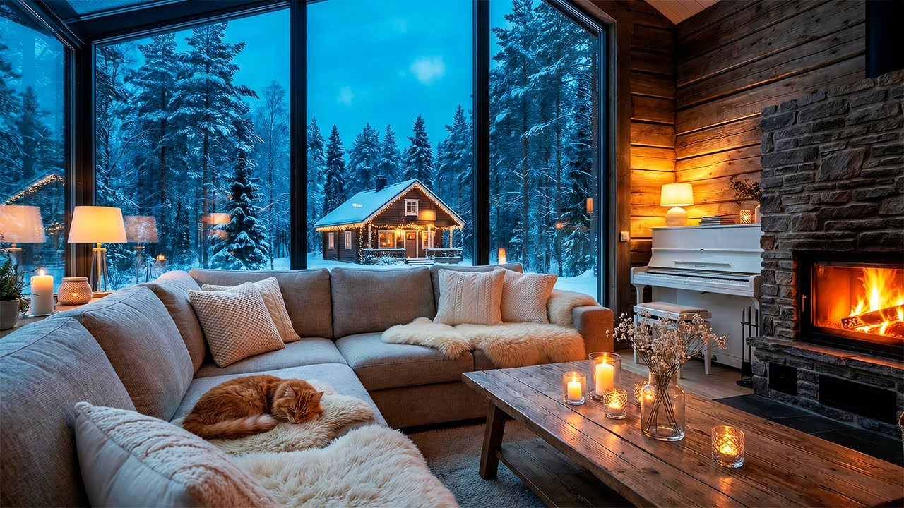 ❄️Winter Cozy & Piano | Music for Sleep, Relaxation, Work & Meditation | Fireplace, Snow & Silence