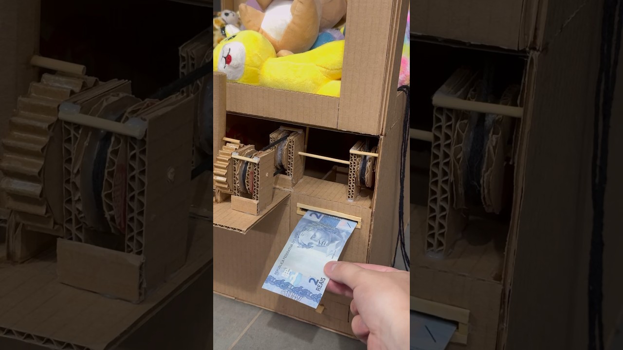 M&aacute;quina de ursinho feita com papel&atilde;o #shorts